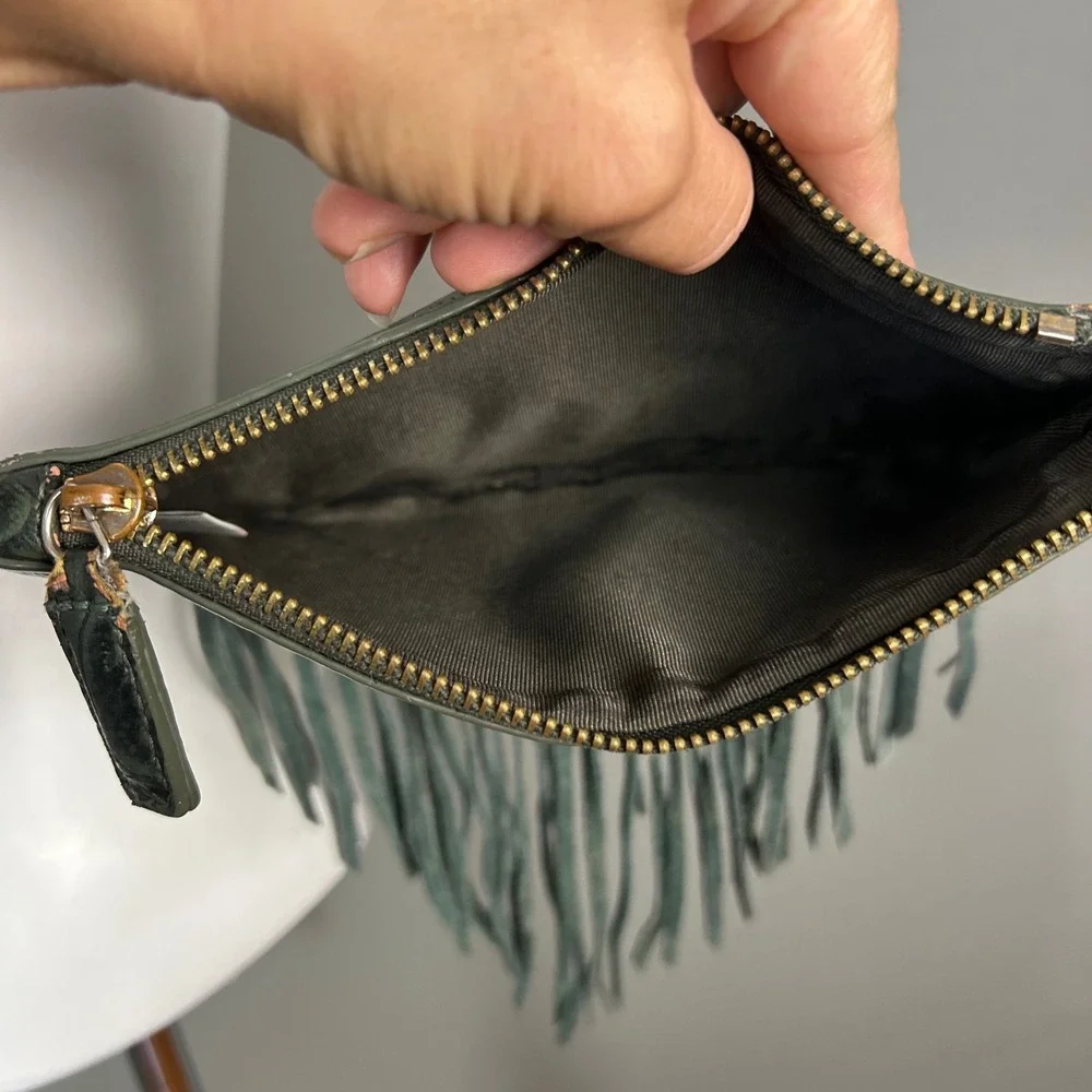 Western Festival Fall Crossbody Bag Floral Tooled Fringe Earthy Dark Fairy
